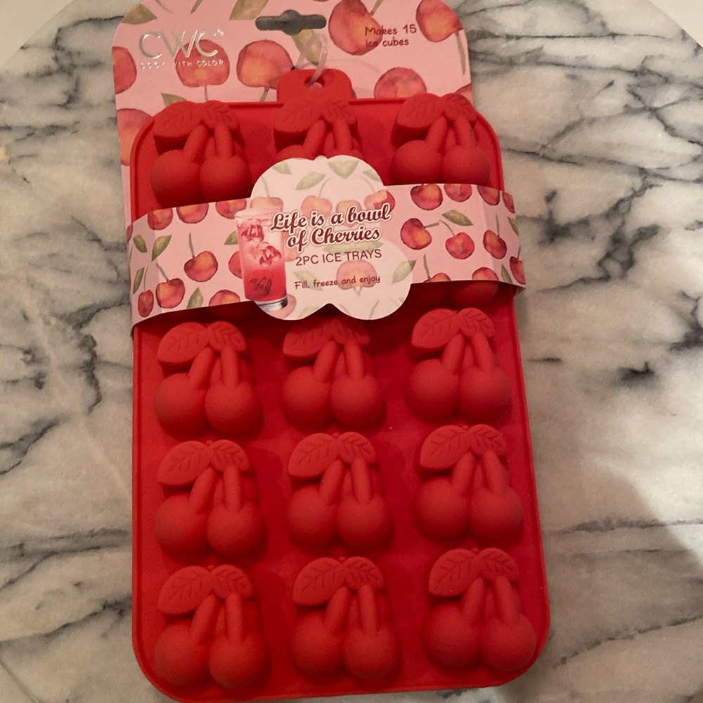 NWT “Life is a Bowl of Cherries” 2 pc Ice Trays.